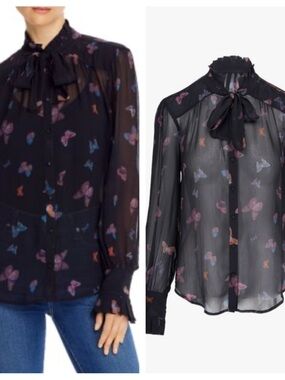 PAIGE Leonetta Black Silk Butterfly